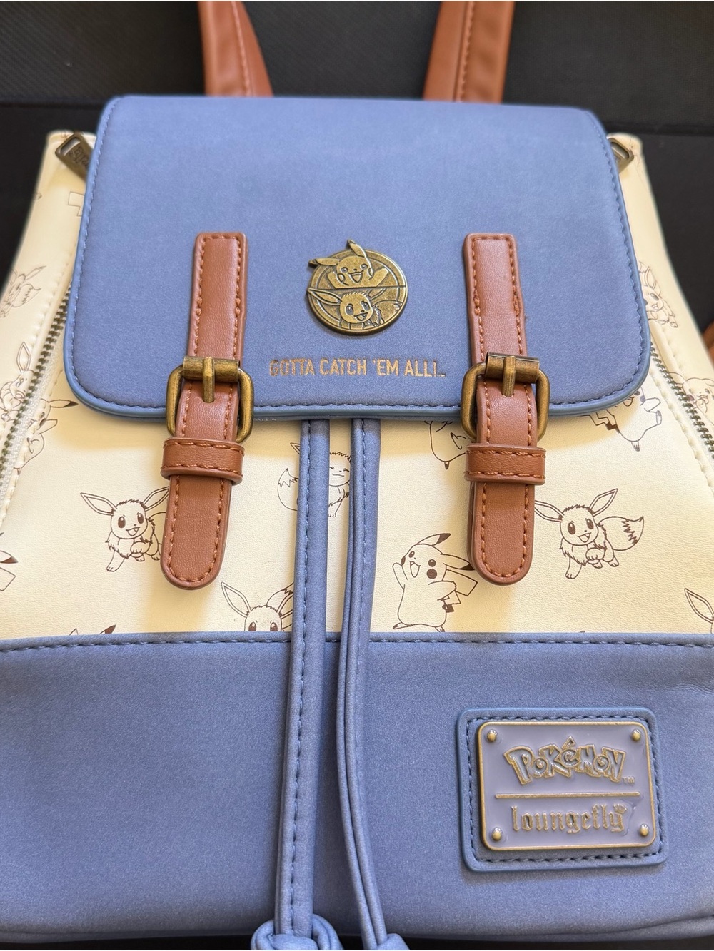 Loungefly Pokémon Blue & Cream Eevee and Pikachu Mini Backpack